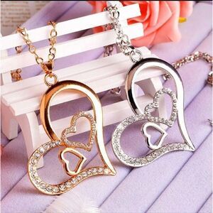 NEW HEART RHINESTONE STATEMENT VALENTINE'S DAY NECKLACE